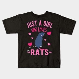 Just a girl who love rats Crazy Rat Lady love rats pet Kids T-Shirt